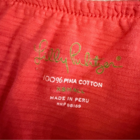 Lilly Pulitzer Coral Red Ruffled Sleeveless Tank Top - Picture 5 of 6